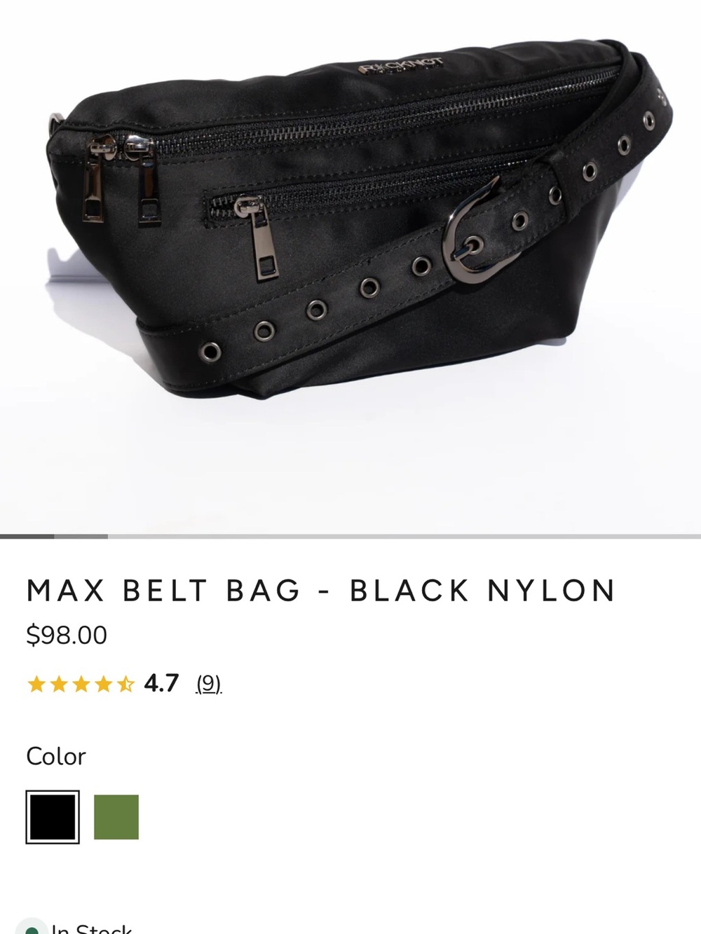 Rocknot Max Belt Bag — Black Nylon Crossbody